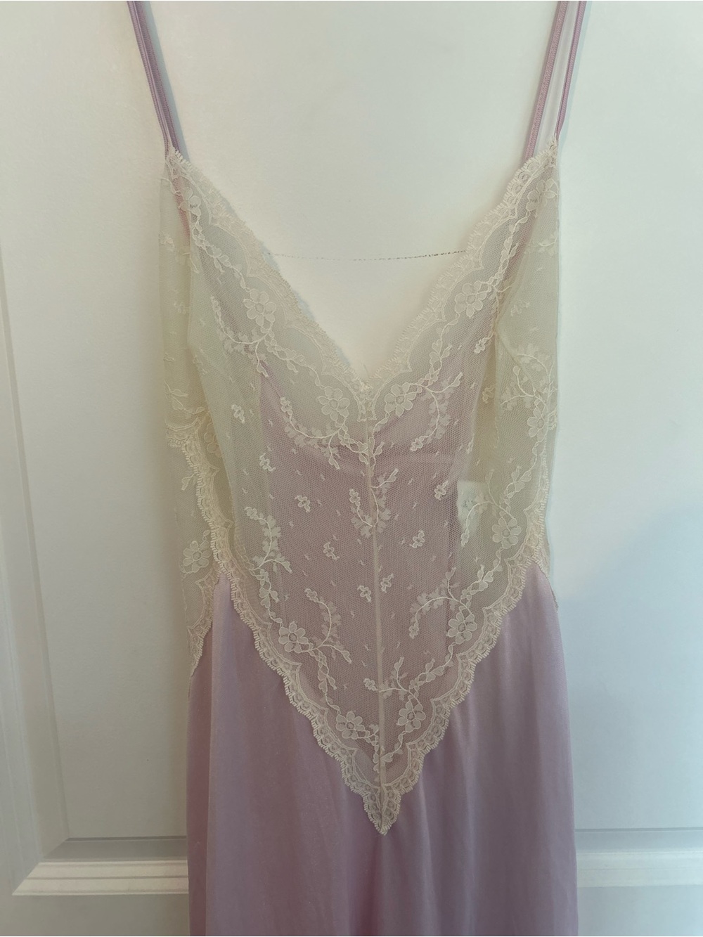 Vintage Lace Trim Slip Dress - Lavender & Ivory